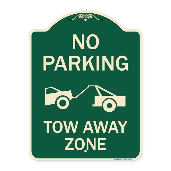 Signmission No Parking Tow Away Zone Tow TruckHeavy-Gauge Aluminum Architectural Sign, 24" x 18", G-1824-23652 A-DES-G-1824-23652 - main
